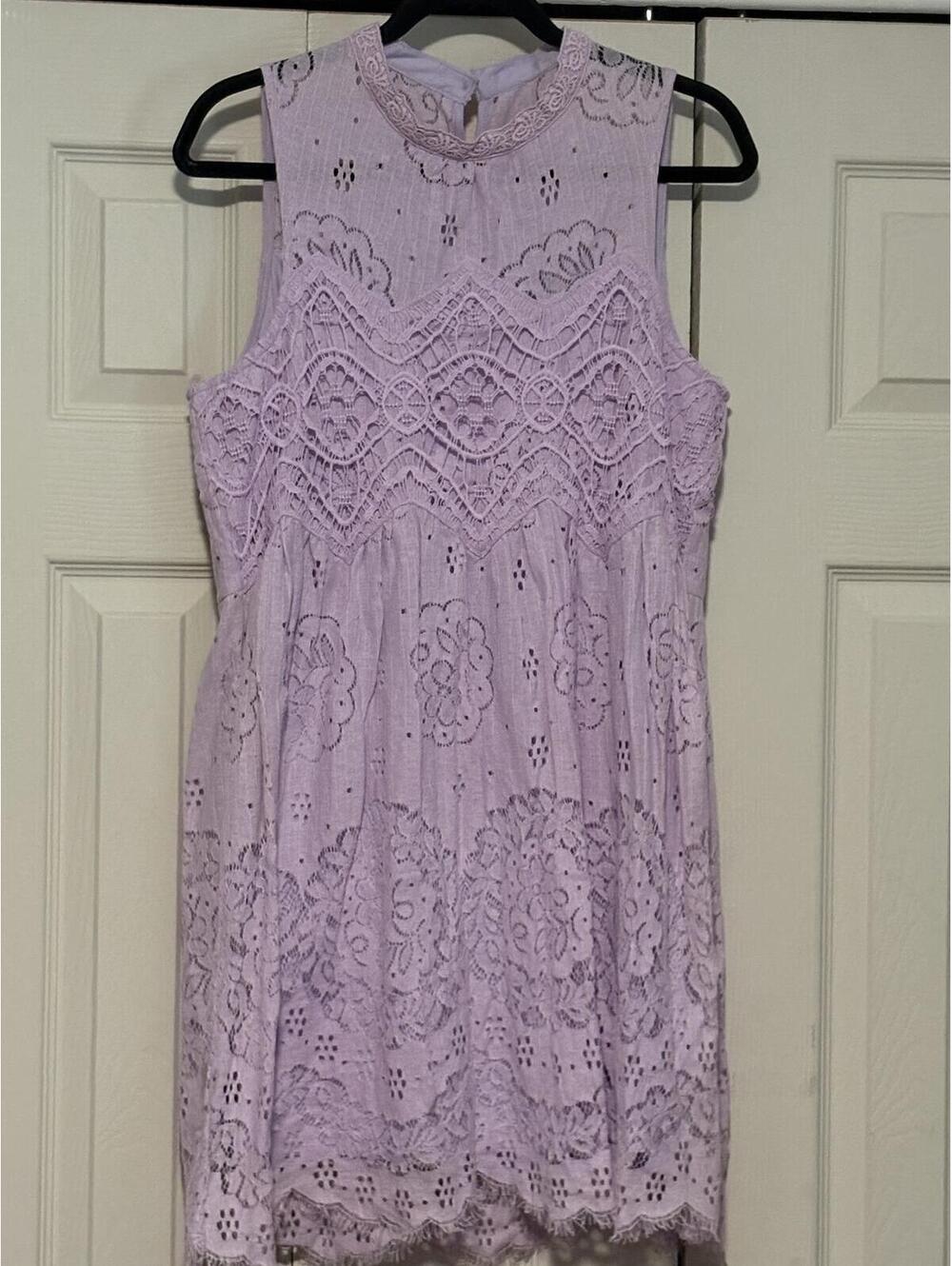 Entro Lavender Lace Dress Size Medium – Sleeveless Eyelet Crochet NWT